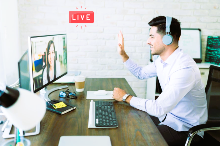 Tech support helping client over internet via Live video chat.